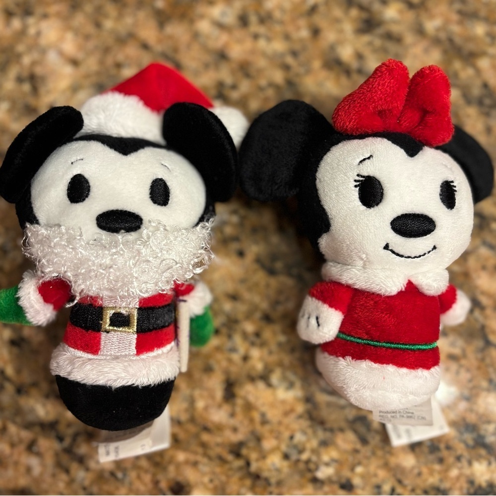 Hallmark Disney Itty Bittys Bitty Mickey Mouse Minnie Claus Christmas Plush